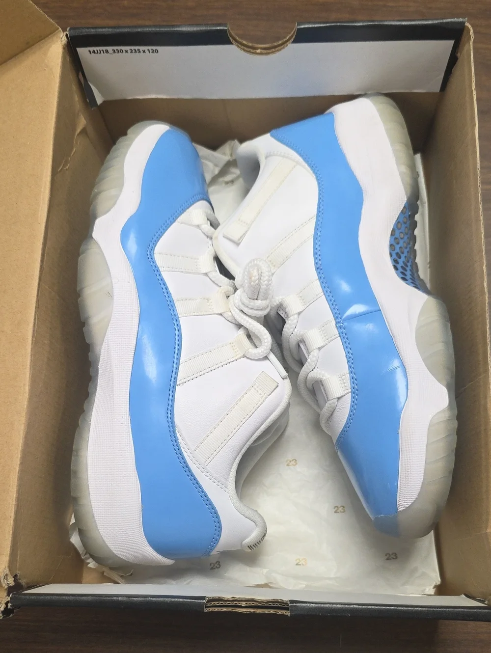 Jordan 11 Retro Low UNC White/University Blue 528895-106 Men's 9 OG All